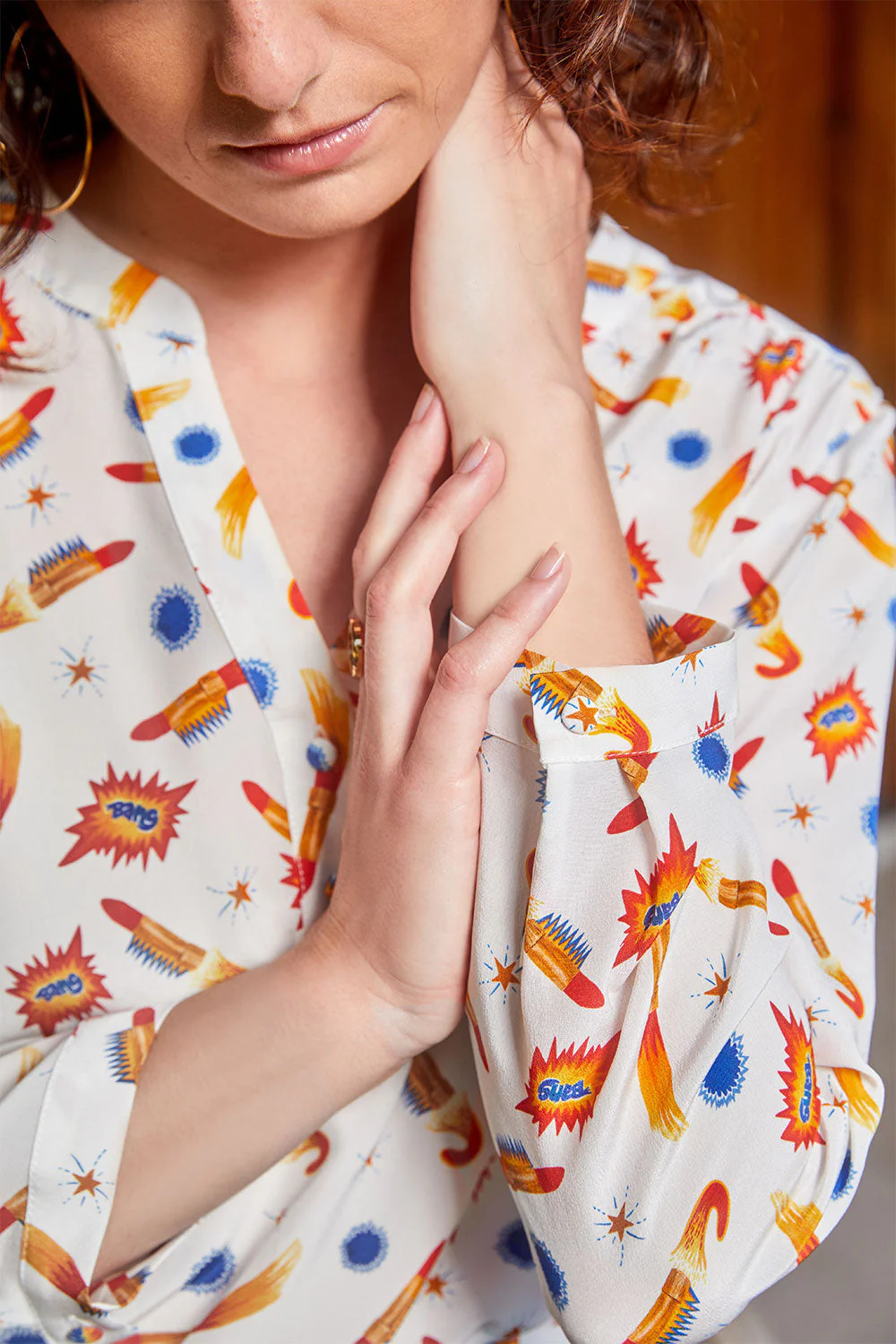 Blouse Lumineuse en soie Rocket Lipstick Blanc - Image 6