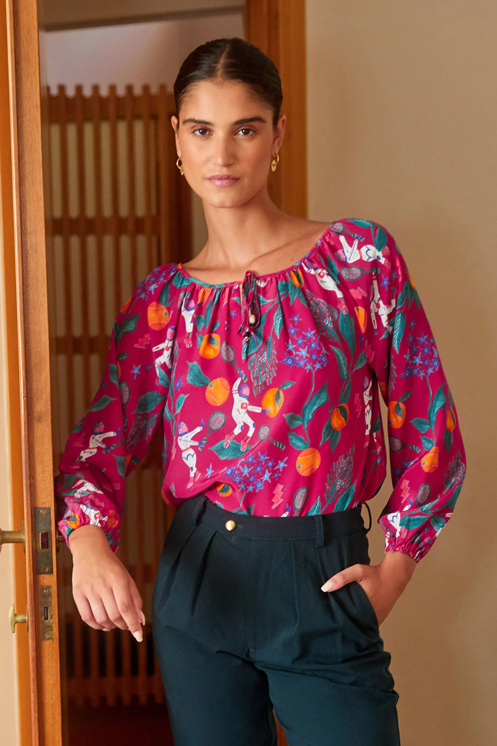 Blouse Radieuse en soie Astro Tennis - Image 2