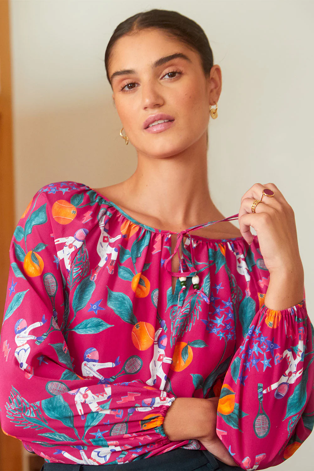 Blouse Radieuse en soie Astro Tennis - Image 3