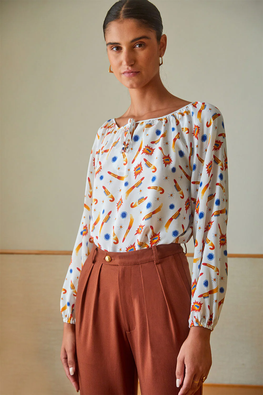 Blouse Radieuse en soie Rocket Lipstick Blanc - Image 2