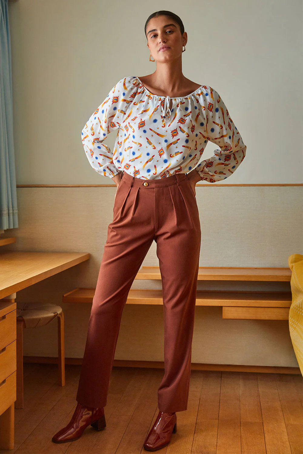 Blouse Radieuse en soie Rocket Lipstick Blanc - Image 6
