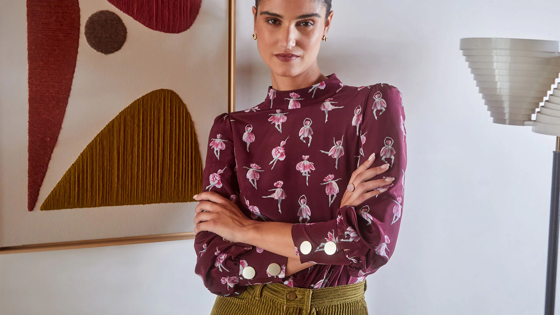Blouse Victoire en soie Ballet de Tulipes Bordeaux - Image 9