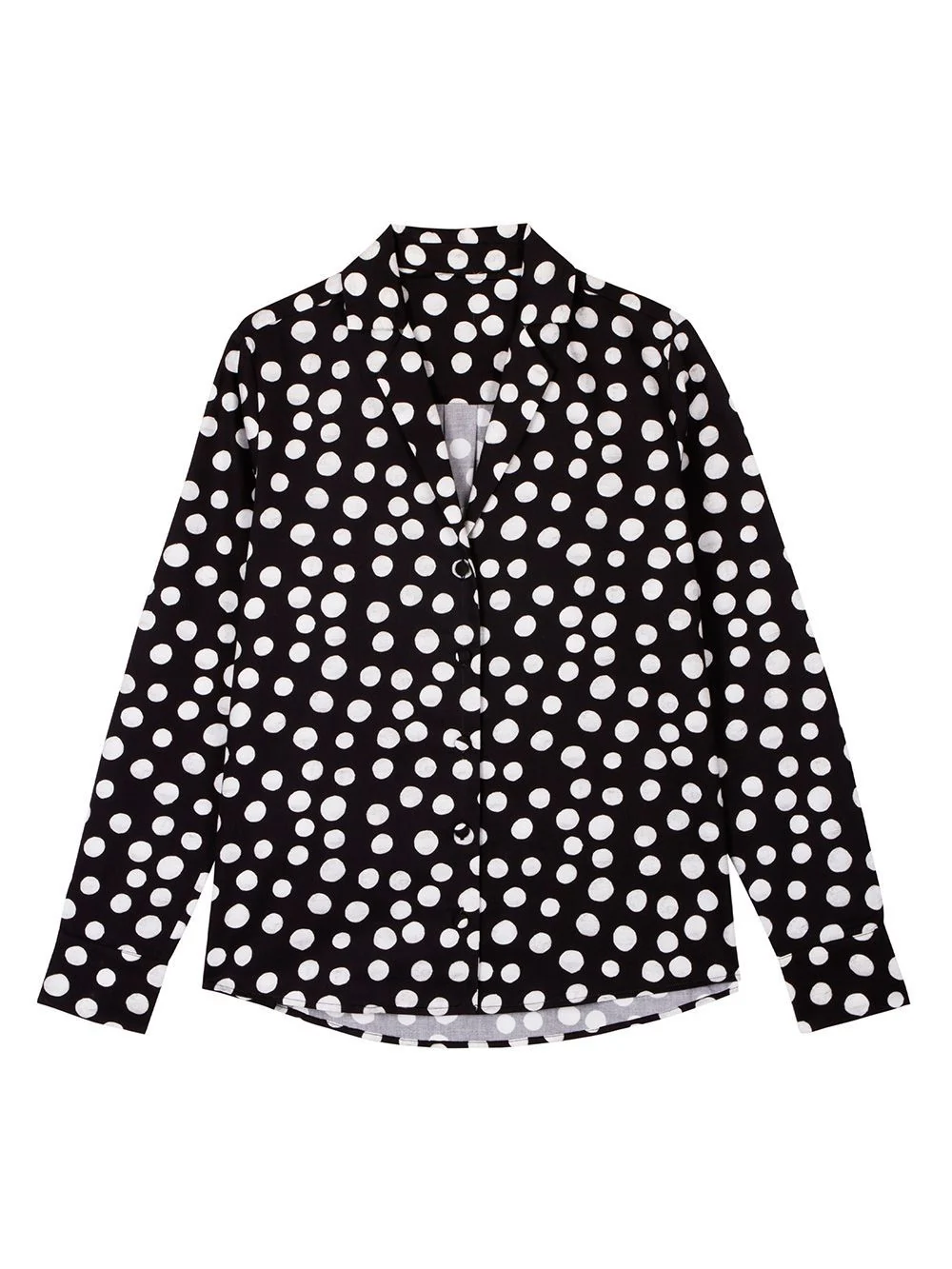 Chemisier en coton col pyjama Black or White - Image 3