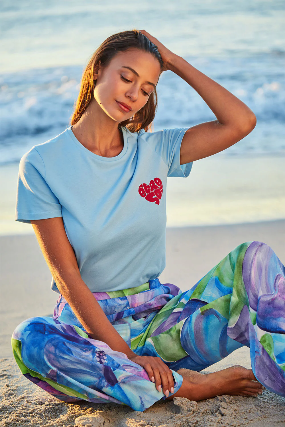 Pantalon fluide Hibiscus Azur - Image 5