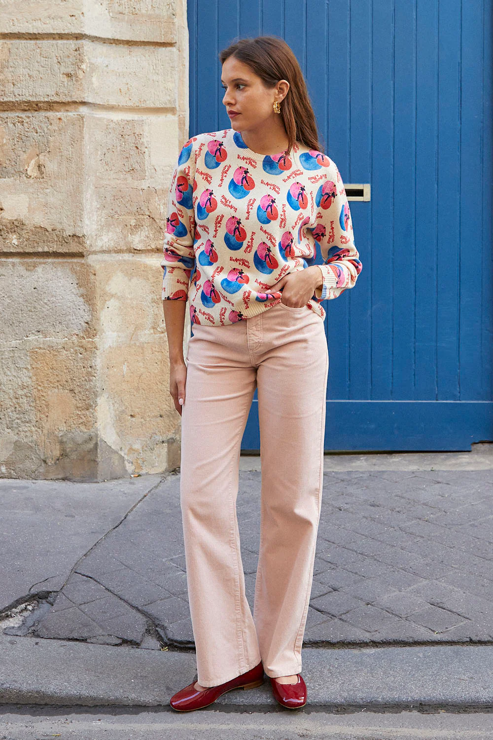 Pantalon Idéaliste en velours Rose Poudré - Image 4