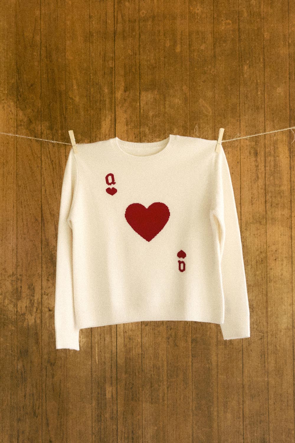 Pull Dame de Cœur Blanc en Laine - Image 3
