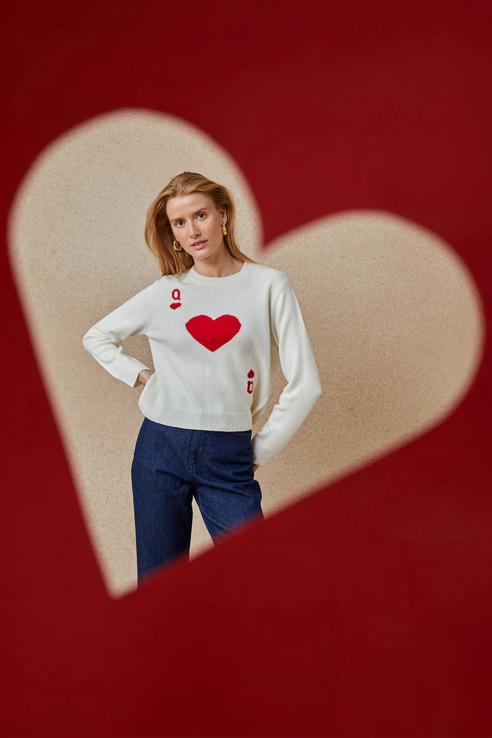 Pull Dame de Cœur Blanc en Laine - Image 5