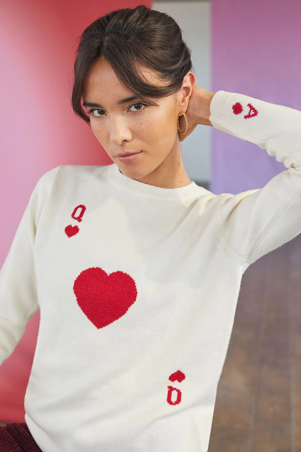 Pull Dame de Cœur Blanc en Laine - Image 7