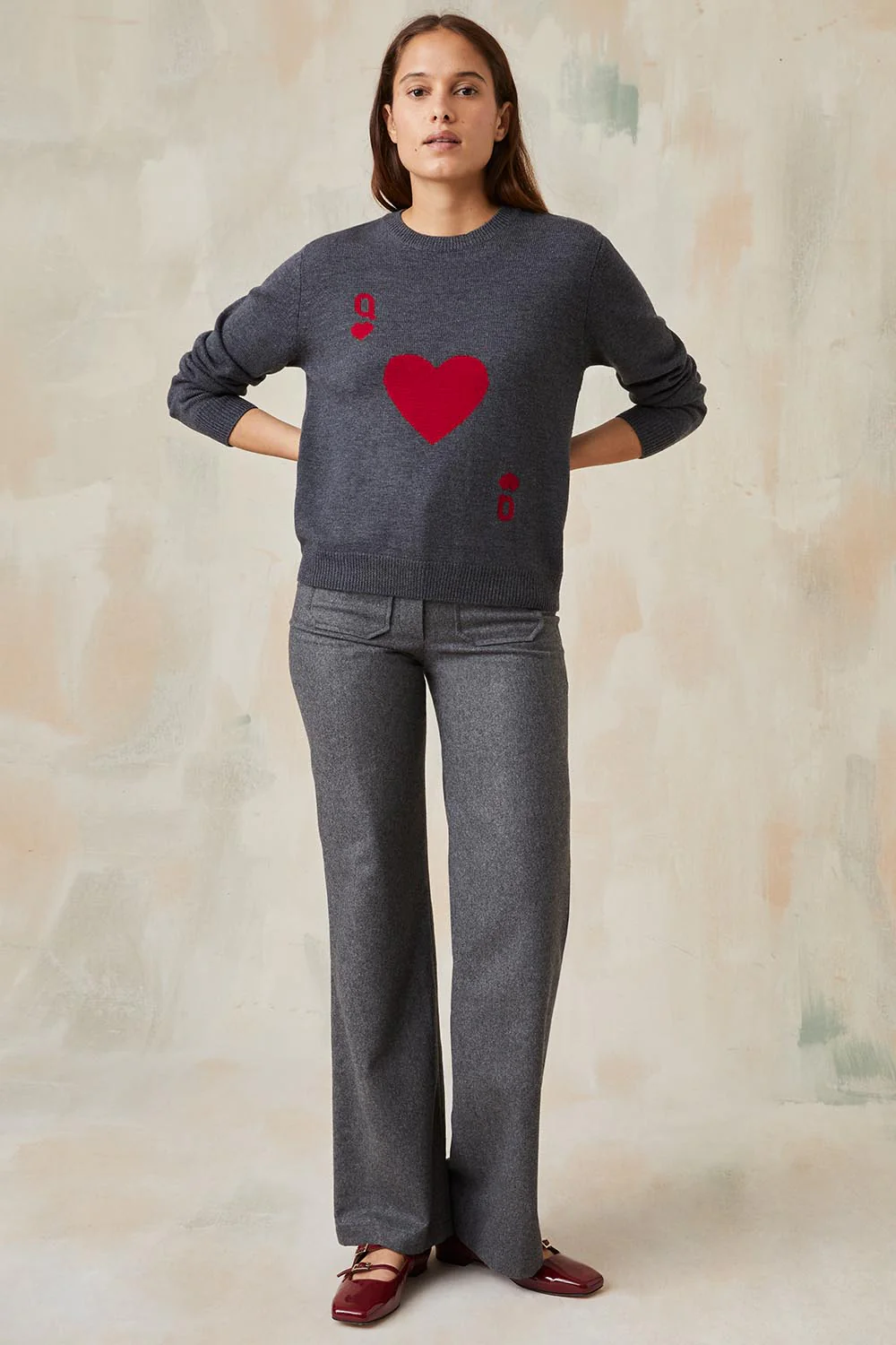 Pull Dame de Cœur Gris en Laine - Image 4