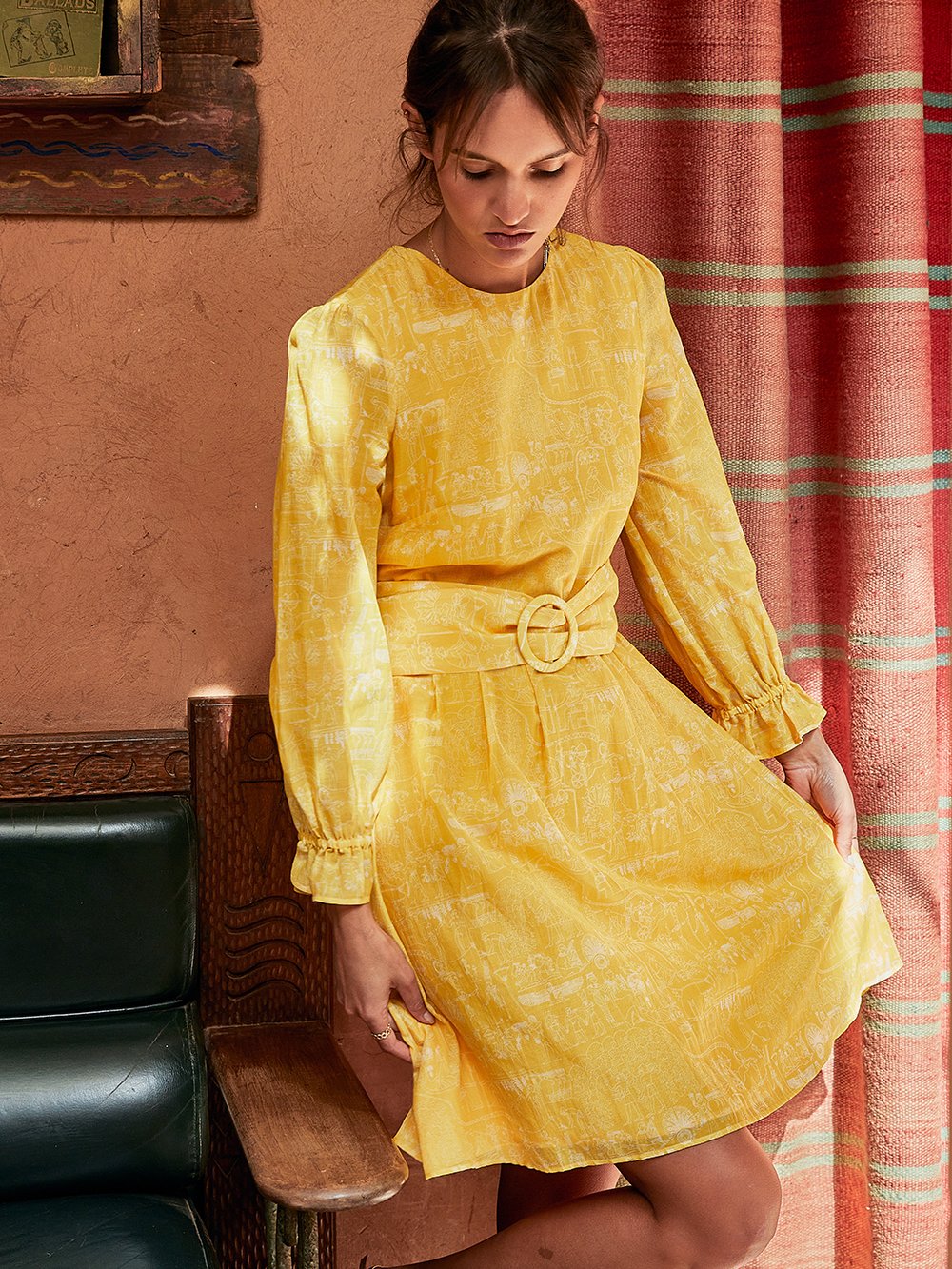 Robe Insolente imprimé Louxor Jaune - Image 9