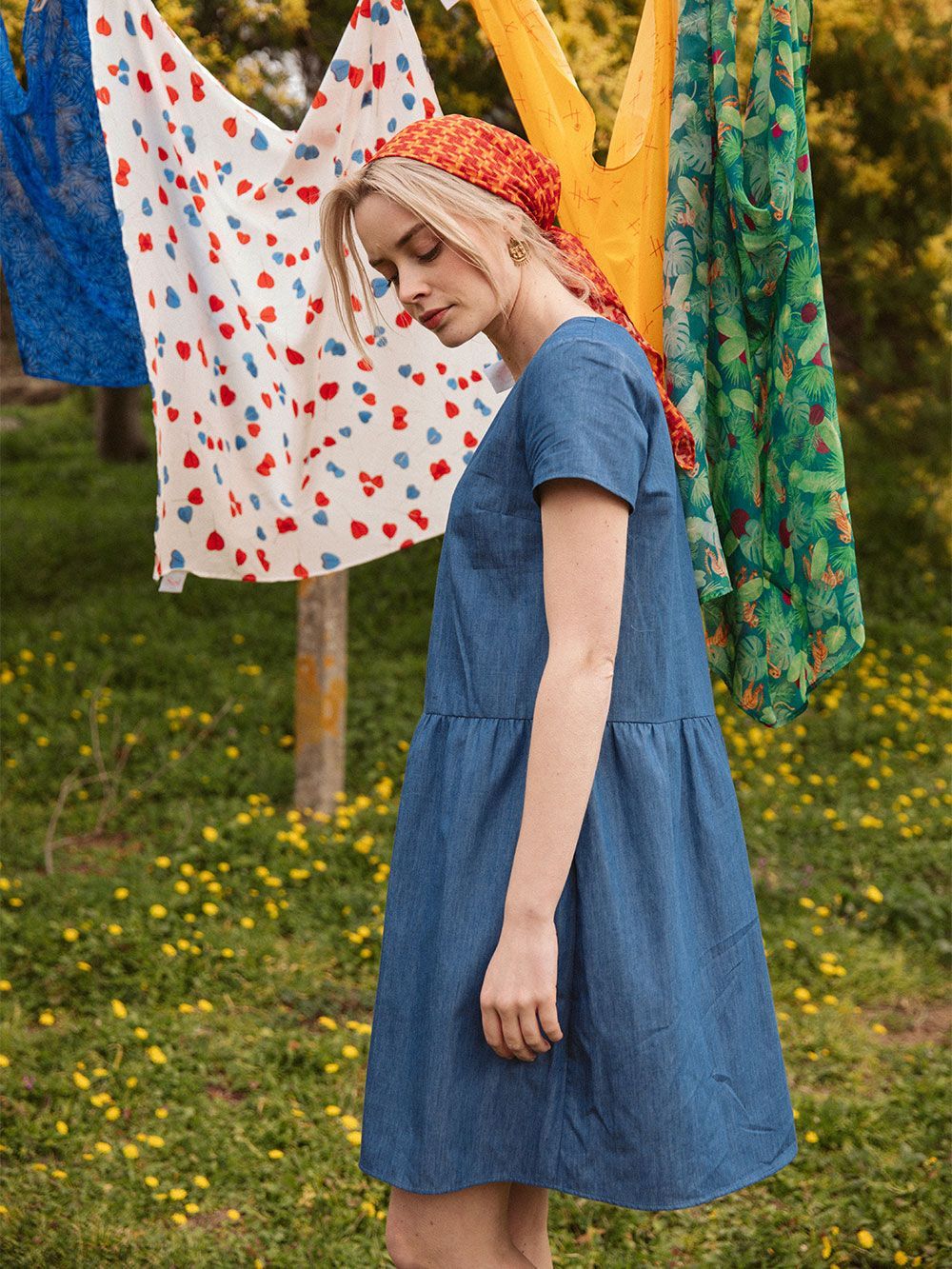 Robe Frivole en lyocell Bleu Denim - Image 5
