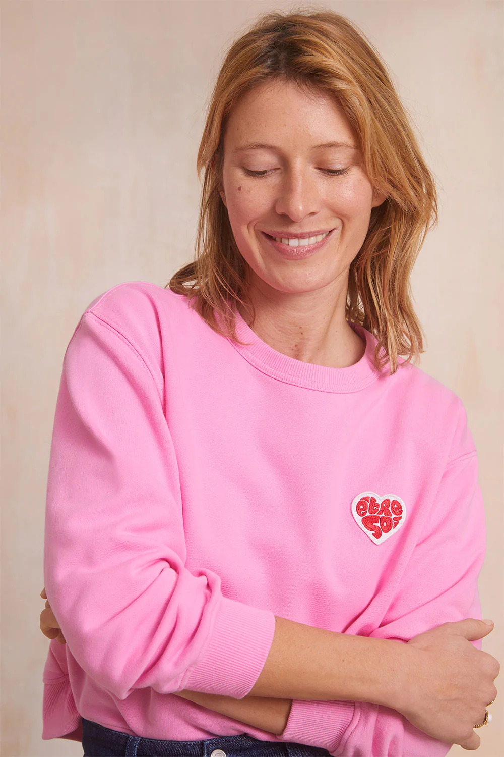 Sweat en coton Être Soi Rose Blush - Image 3